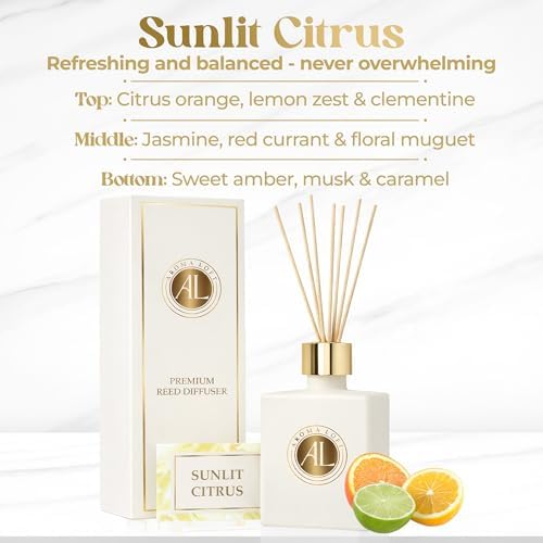 White Reed Diffusers for Home | Premium Fragrance Diffuser | White Diffuser Sticks in Oil Set with Sunlit Citrus Scent | Smell Good Stuff | Long-Lasting Oil for Bathroom & Office (5 oz)