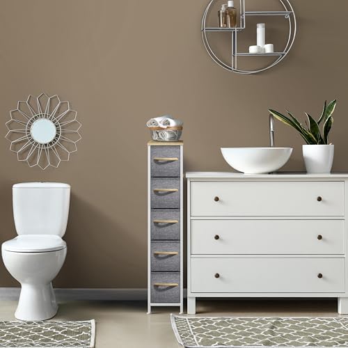 Sorbus 5-Drawer Narrow Dresser for Bedroom (Beige)