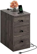 LIKIMIO Nightstand with Charging Station, 3 Drawers Modern for Bedroom