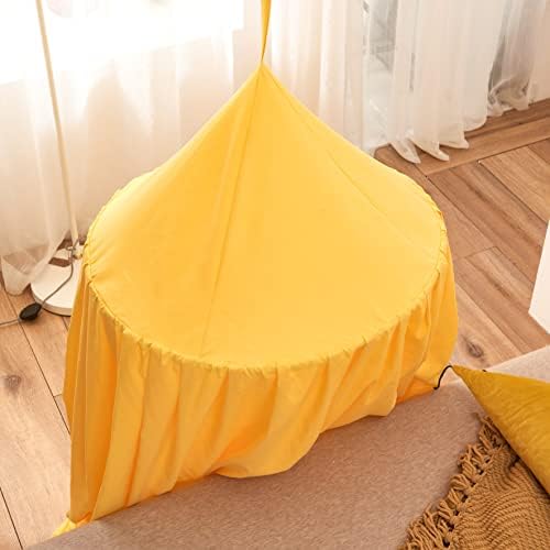 Bed Canopy for Kids, Round Dome Kids Mosquito Net Indoor Outdoor Castle Hanging House Decoration Reading Nook Kids Playing Home Decoration(Bright Yellow)