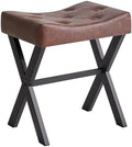 IBUYKE U-Shaped PU Vanity Stool, X-Leg Makeup Chair, Dark Brown WBD019Z