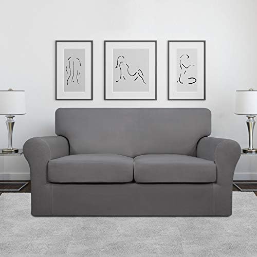 Easy-Going 3 Pieces Stretch Loveseat Couch Cover for 2 Cushion Washable