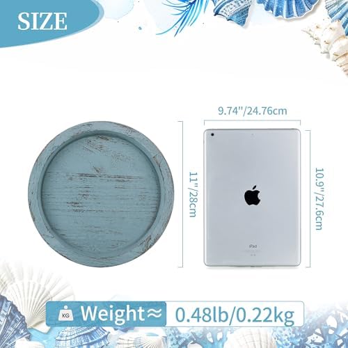 Hanobe Coastal Decorative Tray, Farmhouse Plate for Beach Table Decor