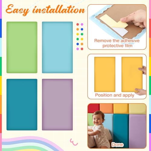 8 Pack Wall Padding Headboard 19.69" x 11.81" x 1.18" Rainbow Colors