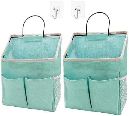 2pcs Wall Hanging Storage Bag,Wall Hanging Organizer Bags with Pockets, Wall Organizer Storage for Dormitory Bathroom Bedroom Kitchen(Green)