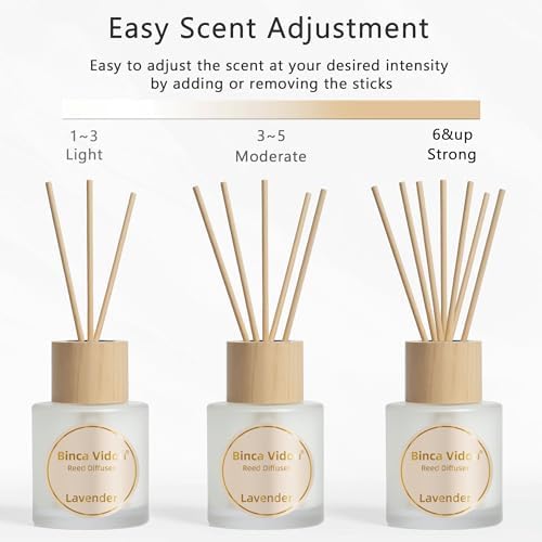 Reed Diffuser Set of 3, Binca Vidou Lavender, Jasmine & White Tea, Sage & Sea Salt Natural Scent Oil Diffusers with Sticks for Home Office Bathroom Aromatherapy Decor 1.69oz x 3