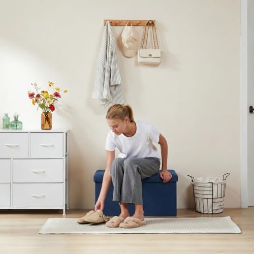 DUMOS 30 Inch Foldable Storage Ottoman Bench, Large Ottoman with Storage