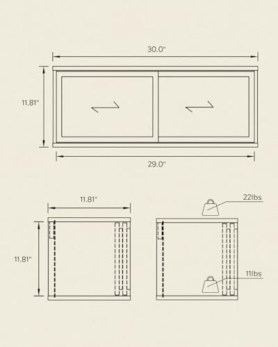 Floating TV Stand Set of 2, 30" Multi-Purpose Modern TV Display Shelf Console Entertainment Center Cabinet with Sliding Doors for Bedroom Living Room Entryway, Light Oak