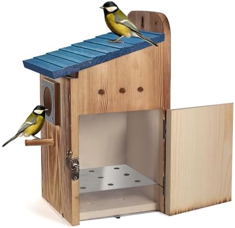 Blue Bird Houses for Outside with Gift Box - Durable Birdhouses for Outdoors with Clear View Panel & Predator Guard for Bluebird Wren Swallow Finch Chickadee Cardinal