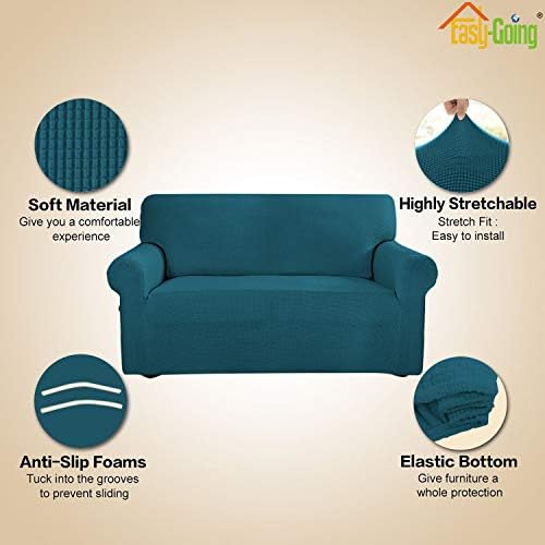 Easy-Going Stretch Couch Covers for Sofa Washable Large Peacock Blue