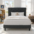 HOMBCK Twin Size Bed Frame with Adjustable Headboard, Dark Grey