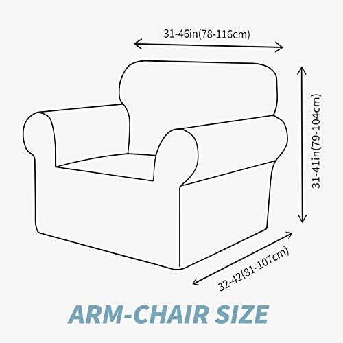 JIVINER Super Stretch Chair Sofa Slipcovers 1-Piece Jacquard Chair Covers for Living Room Soft Anti Slip 1 Seater Couch Furniture Protector Small Checks for Kids Pets (Chair, Grey)