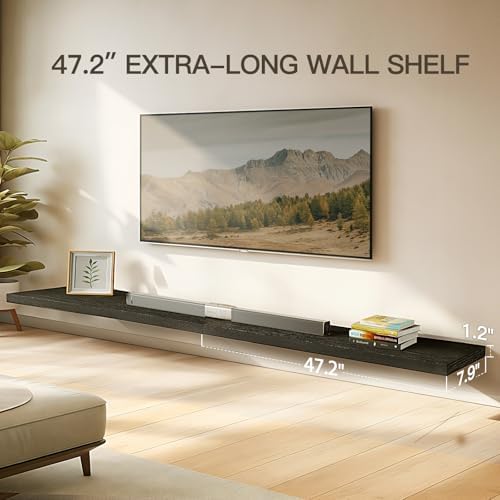 Amada 47 Inch Floating Shelves with Invisible Brackets, Set of 2, Black