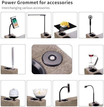 Multifunctional Sofa Armrest, Couch Armrest with Wireless Charge Stand, Removable Couch Caddy with Storage,Including LED Reading Light