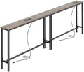 SUPERJARE 78.8 inch Narrow Behind Couch Table with 2 Charging Stations