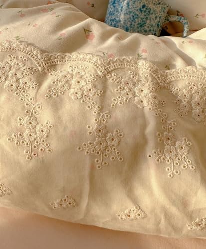 Lace Duvet Cover Set Twin XL(68"x90"),Pink Flower