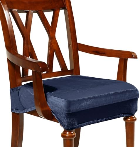 Havawish Extra Wide Dining Chair Seat Covers, Navy Blue, Velvet, 1 Pcs