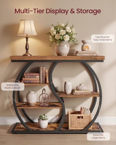 VASAGLE 39.4 Inchs Entryway Table, 5-Tier Console Table, Narrow Sofa Table