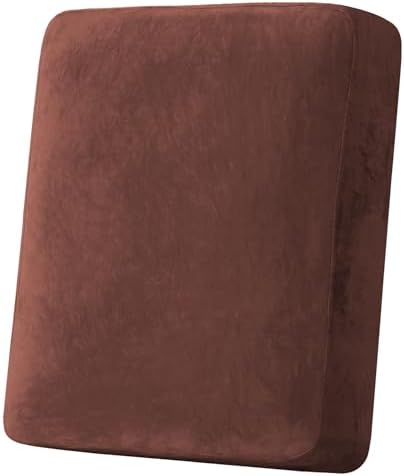 H.VERSAILTEX Velvet Stretch Couch Cushion Cover Plush Cushion Slipcover for Chair Cushion Furniture Protector Seat Cushion Sofa Cover (1 Piece Armchair Cushion Covers, Burnt Brick)