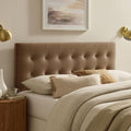 Modway Emily Full Size Performance Velvet Headboard in Taupe - Stain-Resistant Velvet Upholstery with Button Tufting and 7 Adjustable Height Positions