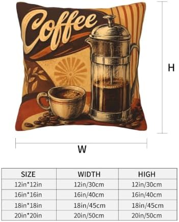 Coffee Print Decorative Throw Pillow Covers 18x18 Inch Set of 4