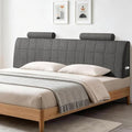 King Headboard with 2 Headrests, Memory Foam Upholstered Headboard