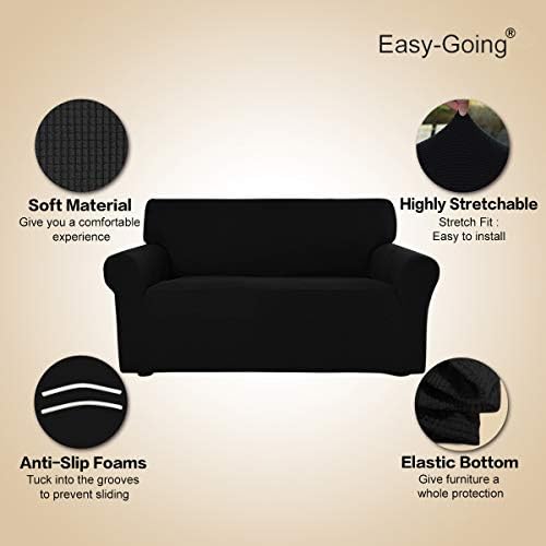 Easy-Going Stretch Oversized Sofa Couch Slipcover Washable Black