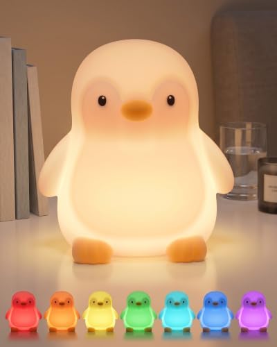Penguin Night Light: Silicone Dimmable Touch Control with Timer