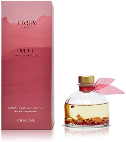 Reed Diffuser Set, Uplift Pomegranate Citrus Scented Oil Diffuser with Sticks, Home Fragrance Accessories for Bathroom Shelf Decor, Aroma Diffusers for Home or Office Desk, USA Made