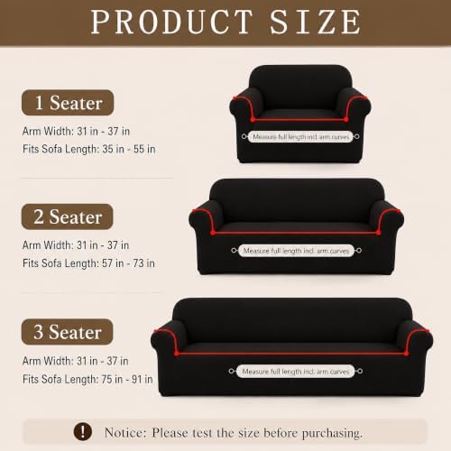 3Pcs Sofa Cover Stretch Soft with Non-Slip Foam and Elastic Bottom
