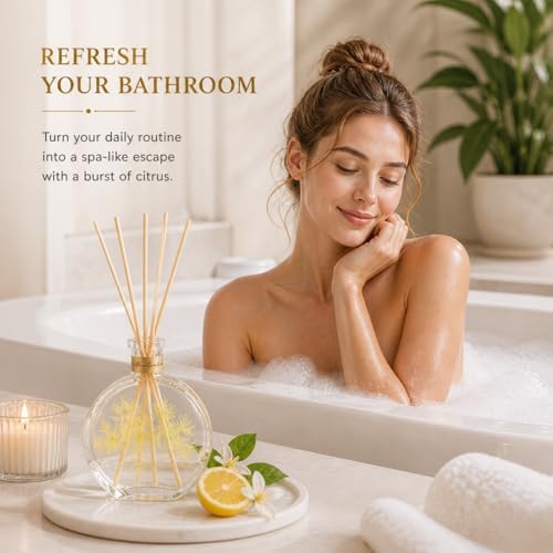 Citrus Reed Diffuser, Fresh Lemon & Orange Scent, 3.5 Fl Oz