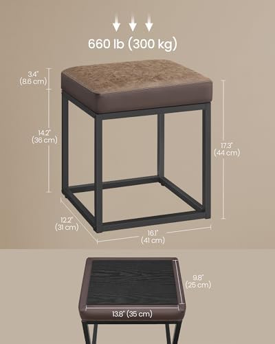 SONGMICS HOME Ottoman, Square Coffee Table, Reversible Top, Steel Frame