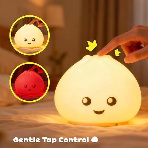 Squishy Dumpling Night Light, Soft Touch Lamp