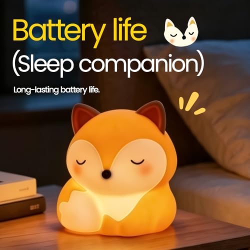Fox Night Light Silicone Squishy Animal Lamp with 30 Min Auto Timer