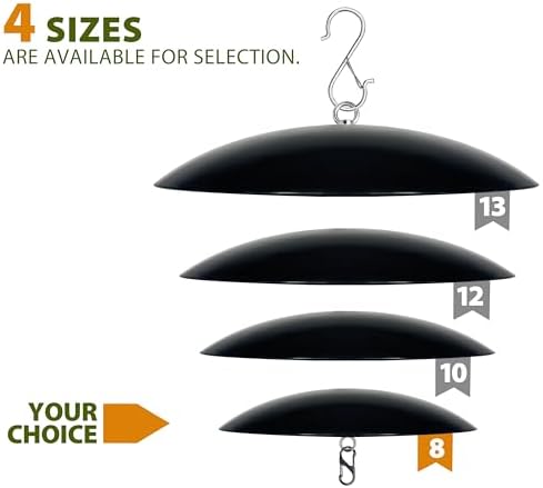 8-Inch Mini Hummingbird Feeder Rain Guard,Bird Feeder Dome Guard,Squirrel Baffle for Hanging Feeder in the Outdoors (Black), 4 Pack