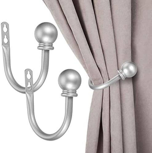 Sumnacon Curtain Holdbacks 2 Pcs Wall Mounted Curtain Tiebacks,Silver
