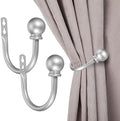Sumnacon Curtain Holdbacks 2 Pcs Wall Mounted Curtain Tiebacks,Silver