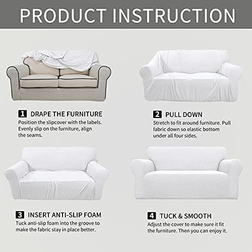 Easy-Going Stretch Oversized Loveseat Couch Covers Washable Snow White