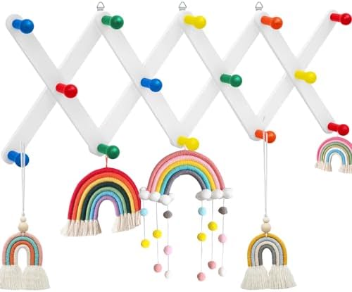 Suzile Kids Coat Rack Wall Mount Expandable Accordion, Bright Color