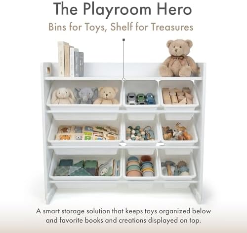 Humble Crew Kids Toy Organizer with Display Shelf, 9 Bins, 3 Tier Storage