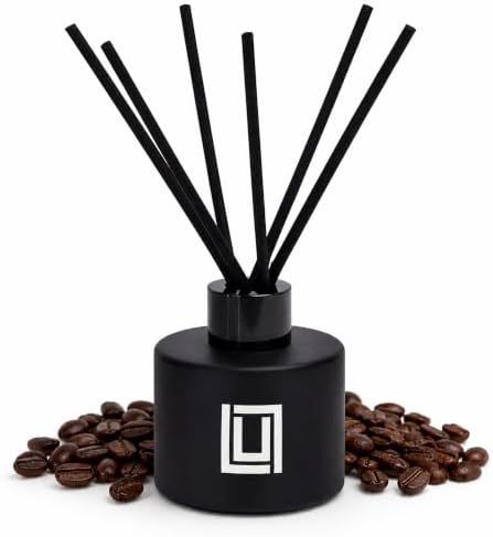 Lulu Candles | Reed Diffuser Set | 6 Reed Sticks | Scent Diffuser for Bedroom Bathroom Living Room & Office (Espresso Bean)