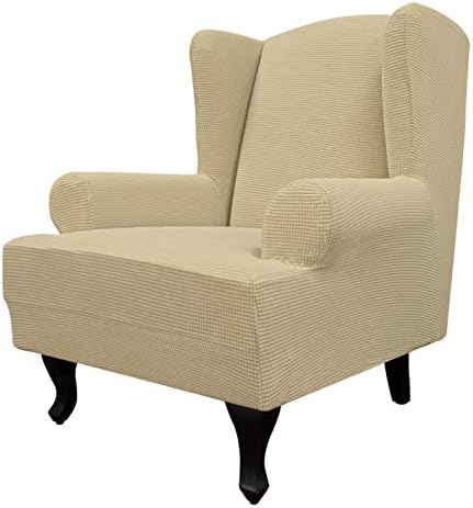 Easy-Going Stretch Large Wingback Chair Sofa Slipcover Beige