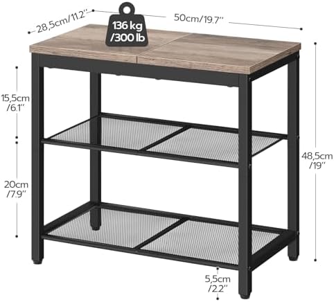 HOOBRO Shoe Bench, 3-Tier Shoe Rack,Industrial Shoe Organizer Storage Bench