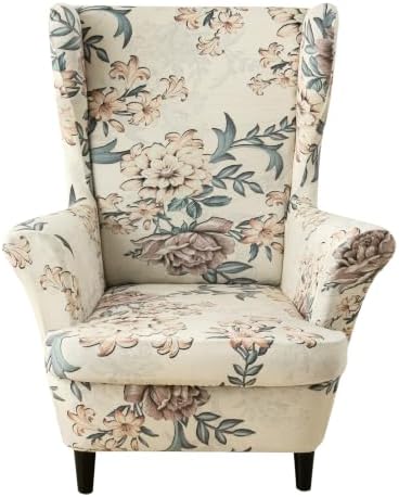 HZDHCLH Wingback Chair Slipcovers 2 Piece Velvet Stretch Washable Cover