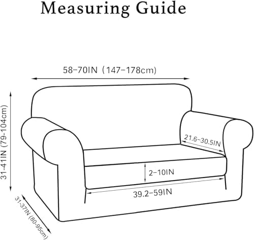 Turquoize Stretch Sofa Slipcover 2 Pieces Sofa Cover Couch Cover for 2 Cushion Couch Washable Furniture Protector Covers with Elastic Bottom Feature Thick Jacquard Fabric (Loveseat, Olive)
