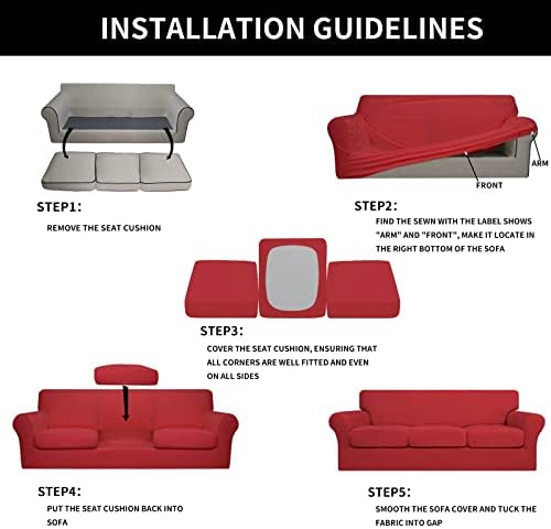 Easy-Going 4 Pieces Stretch Sofa Cover for 3 Cushion Couch Washable