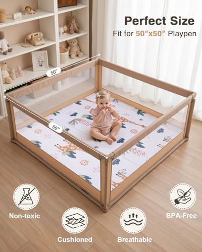 SEPARO Thick Baby Play Mat for Floor,50x50 Playpen Mat,Safe,Tummy Time Mats
