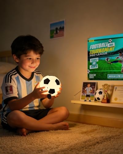 YISUN Soccer Night Light for Boys Light Up Football Lamp Dimmable Rechargeable Silicone Night Light Home Decor Birthday Christmas Gifts for Kids
