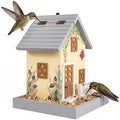 MEWANG Colorful Hanging Wooden Bird House Feeder, Light Yellow