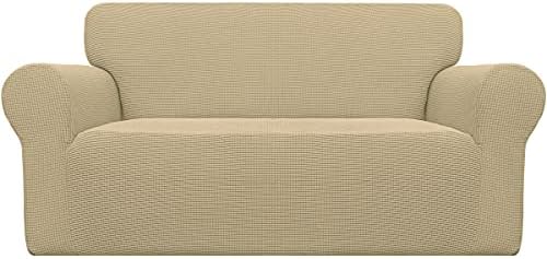 Easy-Going Stretch Loveseat Couch Covers Washable Beige